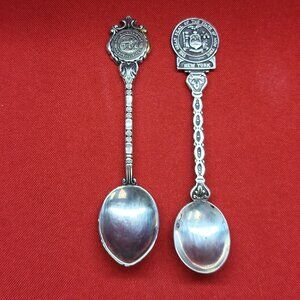 VTG Collector Silver Plated Huntsville Texas & Seal of New York Souvenir Spoons
